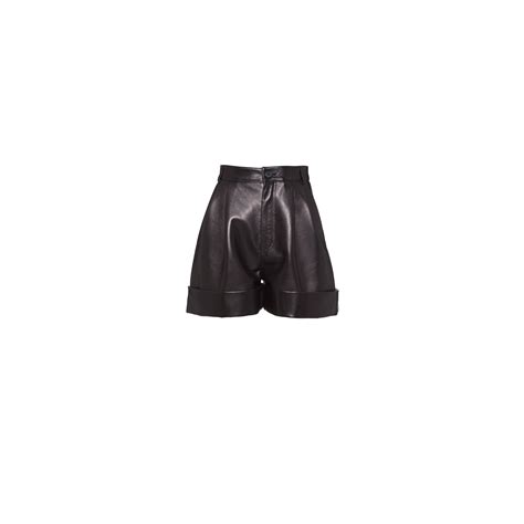 miu miu paper bag shorts|Black Leather Shorts .